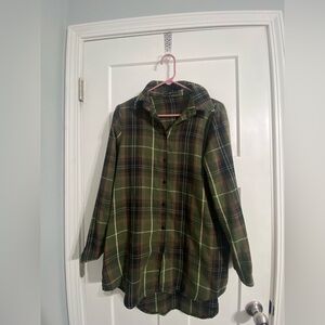 Green Plaid Button-Up Shirt
